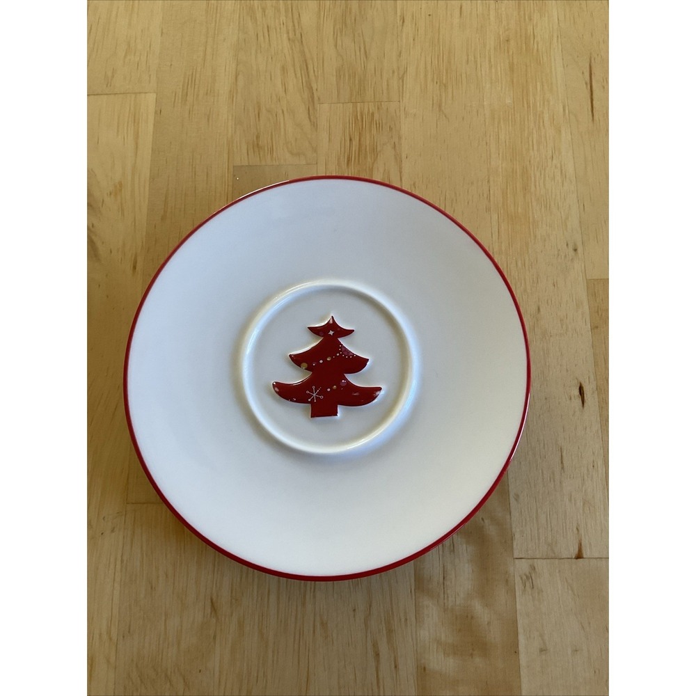 Starbucks Coffee Company Red Holiday 6.5 Inch‎ Saucer Plate Christmas Tree 2006